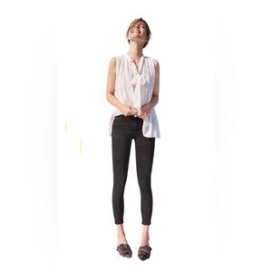 Preowned Anthropologie Feather Bone Leonie Pearled Tie-Neck Top In Size L
